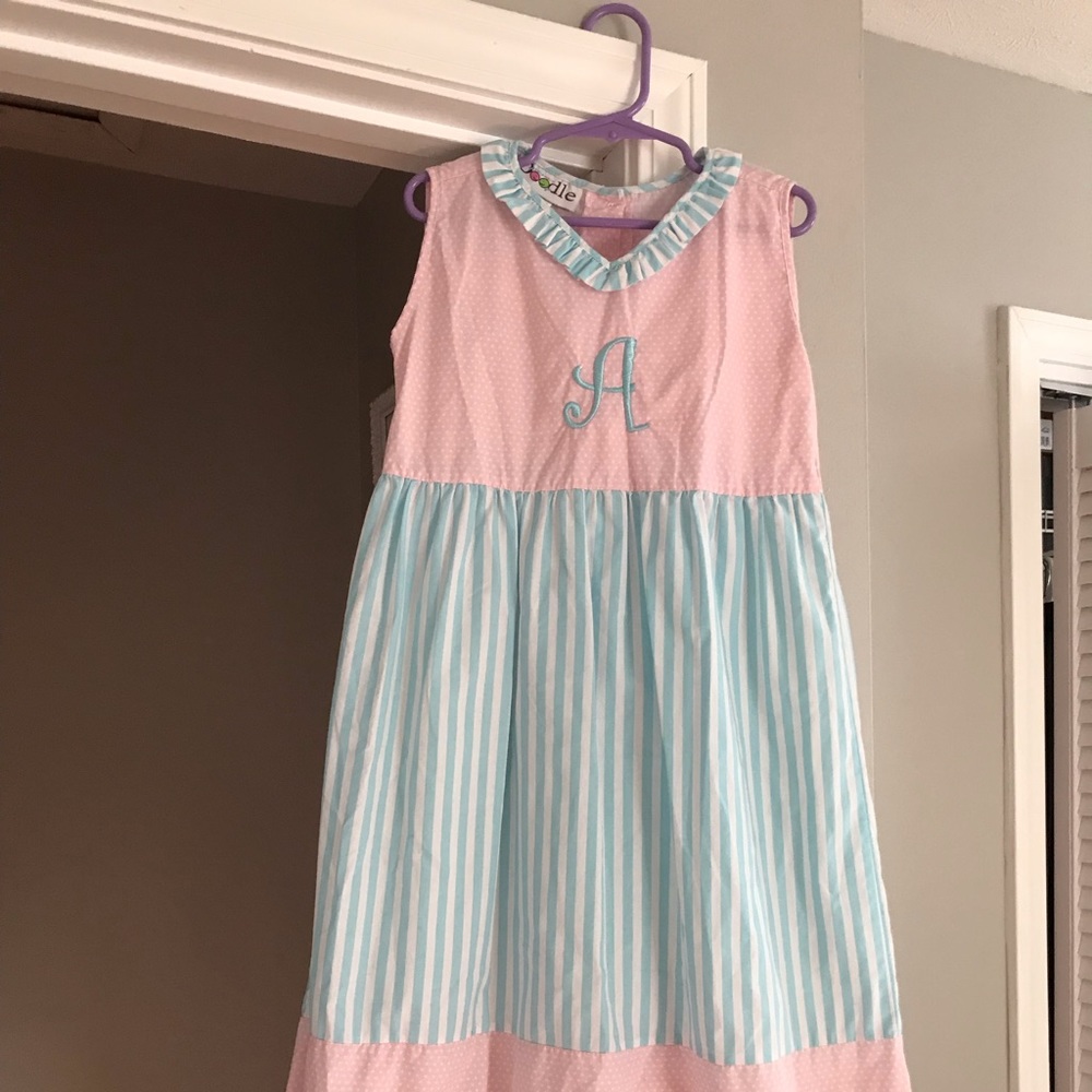Lolly Wolly Doodle Dress With “A” Monogram